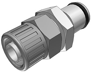 LC20006 - CPC Messing Stecker, eine Klemmringverschraubung mit 9,5 mm Außendurchmesser und 6,4 mm Innendurchmesser, für sichere Schlauchverbindungen.