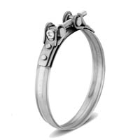 CC-Schelle für sichere Befestigungen von Ladeluftschlauch und Silikonschlauch Robuste CC-Schelle aus silbernem Metall mit Schraubverschluss auf weißem Hintergrund