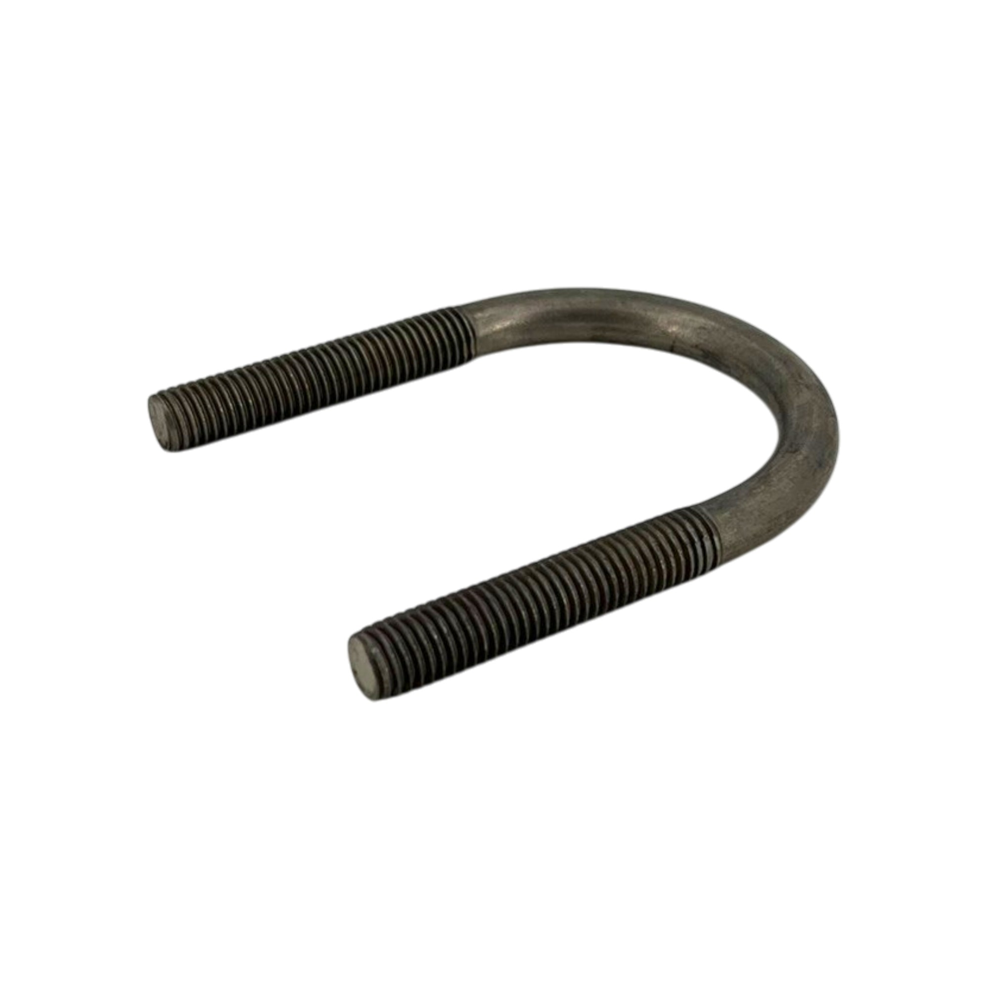 Rundstahlbügel ähnl. DIN 3570 (55 x 82 mm) | M10 | Edelstahl A2, ein U-förmiger Metallbügel mit Gewinde an beiden Enden auf weißem Hintergrund.