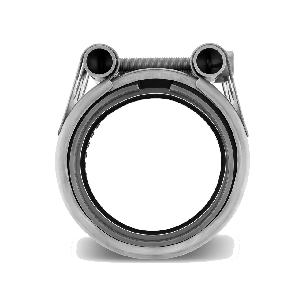 NORMACONNECT COMBI GRIP Rohrkupplung für die Verbindung von Kunststoffrohren mit Metallrohren, V4A Edelstahl NORMACONNECT COMBI GRIP Rohrkupplung aus V4A Edelstahl zur sicheren Verbindung von Kunststoff- und Metallrohren, detailreich auf weißem Hintergrund dargestellt.