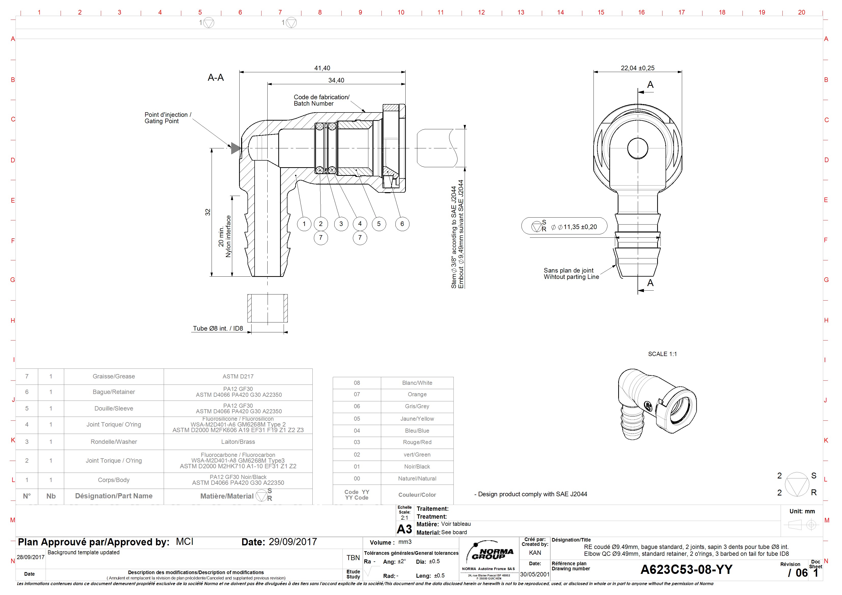 NQ-SR Single-Lock 90°-Steckverbindung NW 3/8", mit 9,8 mm Schlauchanschluss