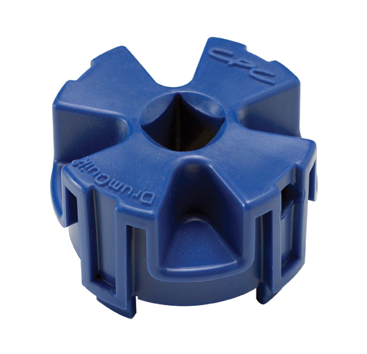 2408900 - Drehmoment-Einsatz aus Nylon (DrumQuik PRO) in Blau, zur präzisen Kraftübertragung und Montage von DrumQuik-Systemen. Blauer, sechsfach genuteter Drehmoment-Einsatz aus Nylon, Modell 2408900 (DrumQuik PRO), mit zentraler hexagonalen Öffnung.