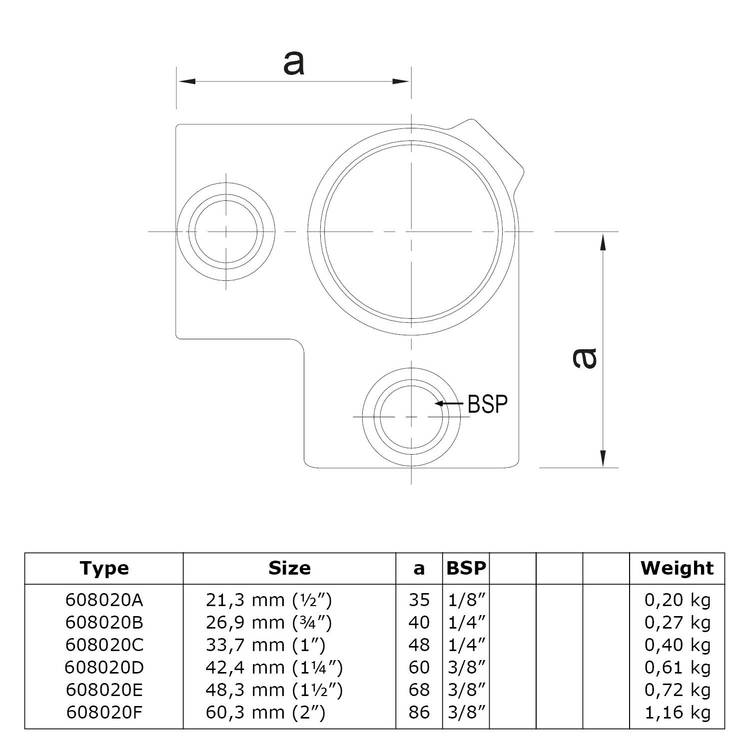 Rohrverbinder mit Durchgang / 90° Eckverbinder - Typ 116 Rohrverbinder mit Durchgang / 90° Eckverbinder - Typ 116