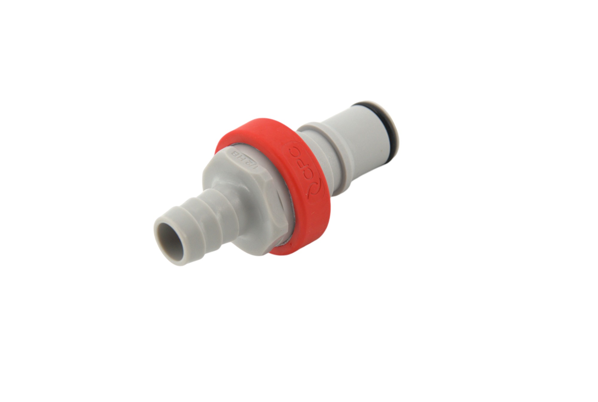 NS6D22008MRED - NS6 CPC Stecker 12,7 mm Schlauchanschluss, mit Absperrventil, EPDM-Dichtung - Rot NS6D22008MRED NS6 CPC Stecker, grauer Schlauchanschluss 12,7 mm mit rotem Schnellverschlussring und Absperrventil für EPDM-Dichtung