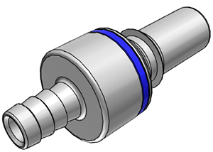 LQ6D22006BLU-CAD LQ6D22006BLU - LQ6 Schlauchtülle mit 9,5 mm Schlauchanschluss, Absperrventil, EPDM, Blau