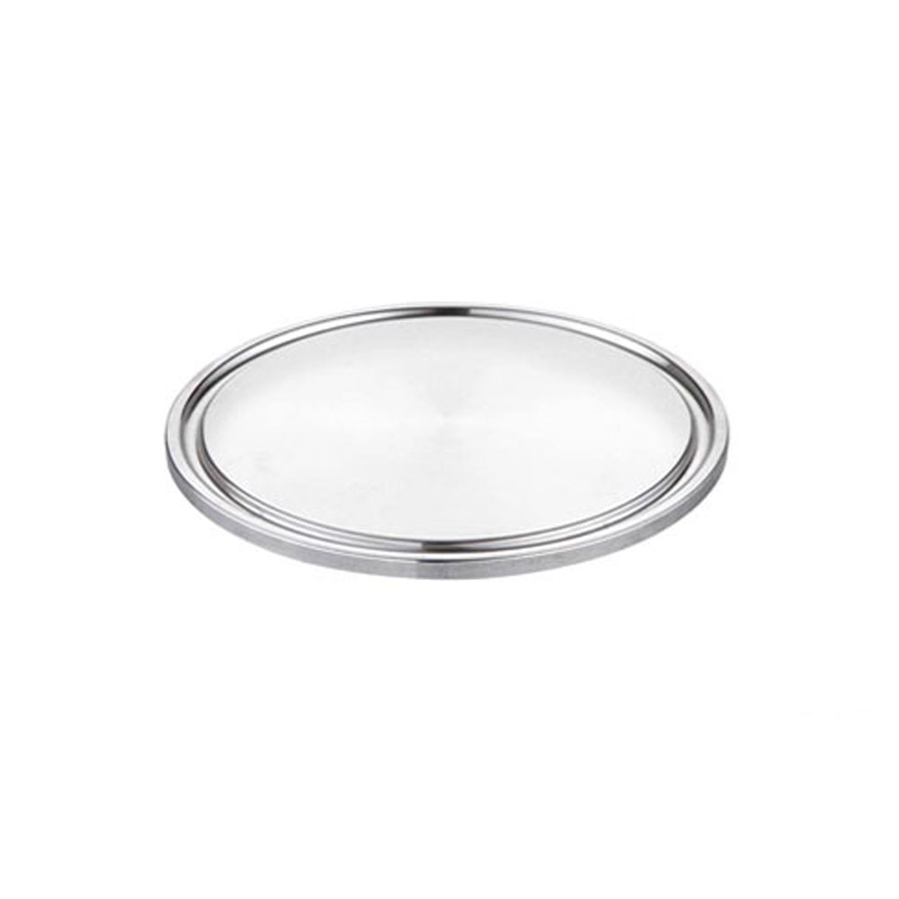 Blinddeckel DIN 32676 – Hochwertiger runder Edelstahl-Verschluss für industrielle Anwendungen. Runder Blinddeckel DIN 32676 aus glänzendem Edelstahl mit erhöhtem Rand auf weißem Hintergrund.