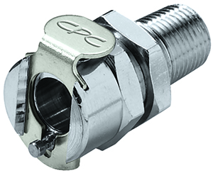 MCD1502 - CPC Metall Kupplung 1/8" NPT Außengewinde, Plattenmontage, mit Absperrventil, Buna-n Dichtung