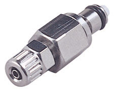 MCD20025 - CPC Stecker aus Metall 4,0 mm AD / 2,5 mm ID Klemmringverschraubung, mit Absperrventil, Buna-N Dichtung