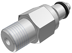 MCD2402BSPT-CAD MCD2402BSPTV - Stecker 1/8" BSPT Außengewinde, mit Absperrventil, VITON