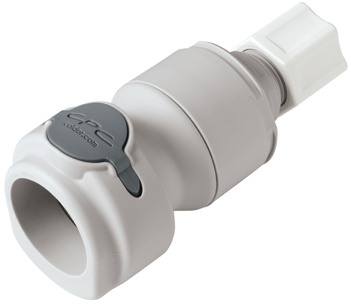 NSHD13008 - CPC Schnellkupplung 1/2" JACO Schlauchanschluss (12,7 mm AD), mit Absperrventil, EPDM-Dichtung