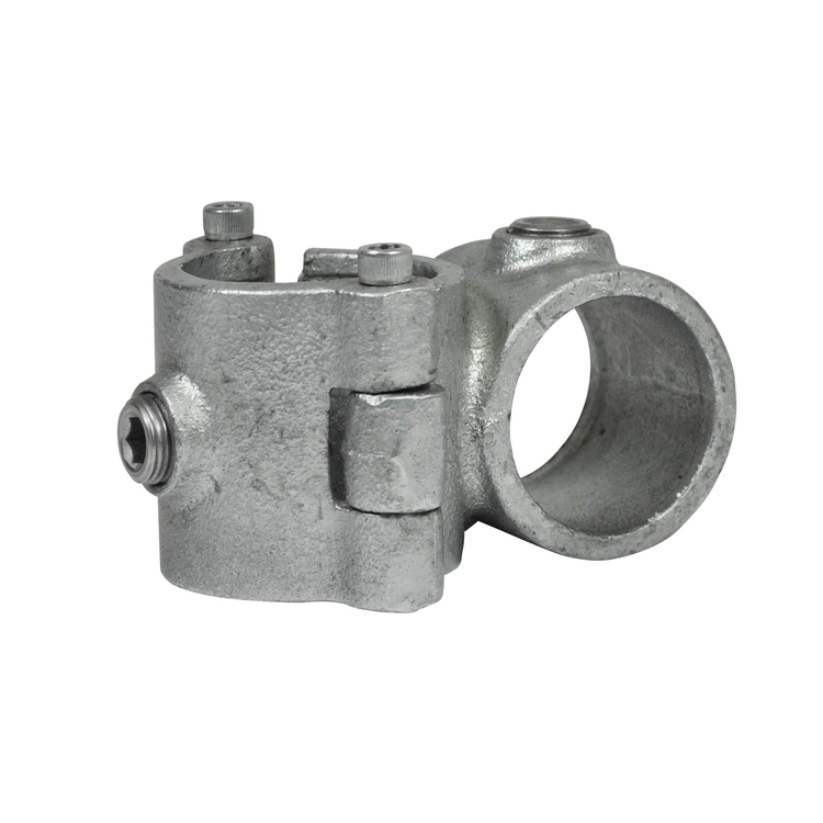 Kreuzverbinder offen klappbar Typ 28O: Robuster Verbinder aus Stahl, ideal für Rohrkonstruktionen mit einfacher Montage durch klappbares Design. Kreuzverbinder offen klappbar Typ 28O aus verzinktem Stahl, aufklappbare Schelle mit Sechskantschrauben und fester Rohrverbindung für stabile Konstruktionen.