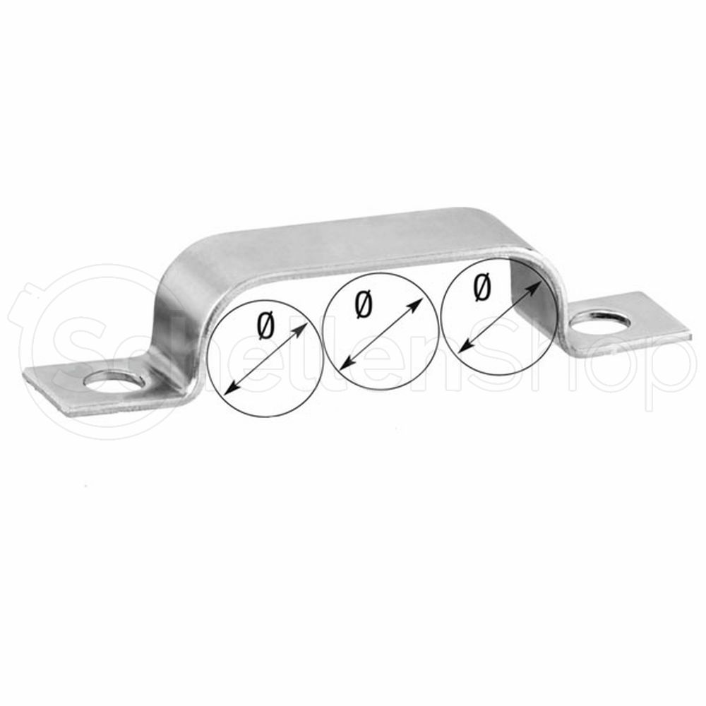 Befestigungsschelle BSL DIN 72573: Zweilaschige Metallschelle für 3 Leitungen/Kabel. Eine silberfarbene Befestigungsschelle BSL nach DIN 72573, zweilaschig, zur Befestigung von drei parallelen Leitungen oder Kabeln. Das Bild zeigt die drei runden Aufnahmen mit Durchmesser-Symbolen (Ø) und die seitlichen Befestigungslaschen mit Bohrlöchern