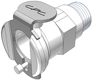 PMCD1002BSPT - Kupplung 1/8" BSPT Außengewinde, Plattenmontage, mit Absperrventil, Buna-N Dichtung
