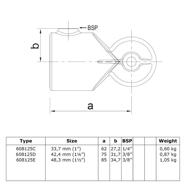 Rohrverbinder Bogen, verstellbar - Typ 125