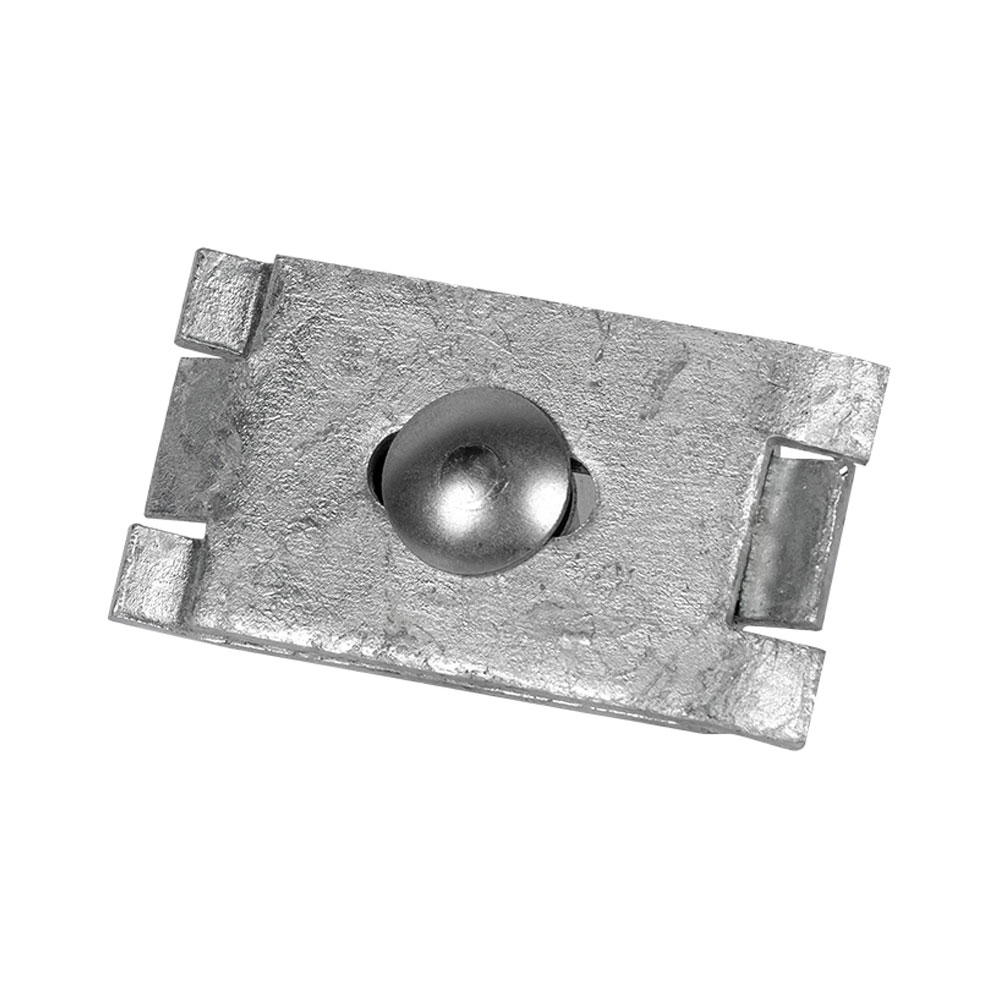 Schilderschelle / Klemmschelle 75 x 40 mm: Robuste, verzinkte Metallklemme zur sicheren Anbringung von Schildern an Stabmattenzäunen, inklusive Schraube. Schilderschelle / Klemmschelle für Stabmattenzaun 75 x 40 mm, eine verzinkte Metallklemme mit Befestigungsschraube.
