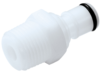 APC24006 - CPC Stecker 3/8" NPT Außengewinde. Weißer Kunststoffstecker für schnelle und sichere Verbindungen. APC24006 - Weißer CPC Stecker aus Kunststoff mit 3/8 Zoll NPT Außengewinde und Schnellverschluss.