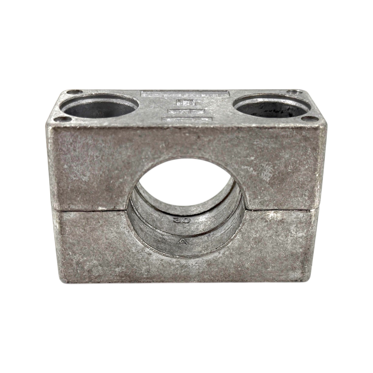 STAUFF Schelle Schwere Baureihe aus Aluminium mit gerippter Innenfläche, auf weißem Hintergrund freigestellt.