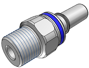 LQ4D24006BLU-CAD LQ4D24006BLU - Schlauchtülle mit 3/8" NPT Außengewinde und Absperrventil, mit Absperrventil, EPDM-Dichtung, Blau