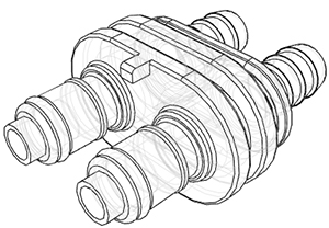 DPCD22006-CAD DPCD22006 | CPC Doppelstecker mit 9,5 mm Schlauchanschluss und Absperrventil