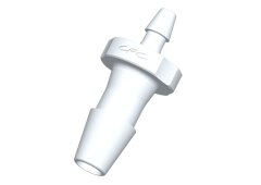HSR4270 gerader Reduzierstutzen aus naturfarbenem PVDF zum Verbinden von Schläuchen mit 3,2 mm (1/8 Zoll) und 1,6 mm (1/16 Zoll) Durchmesser.
