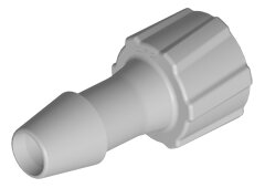 LM61 - CPC Fit-Quick 4,8 mm Schlauchanschluss (3/16") mit männlichem Luer-Anschluss aus naturfarbenem Polypropylen, auf weißem Hintergrund dargestellt.