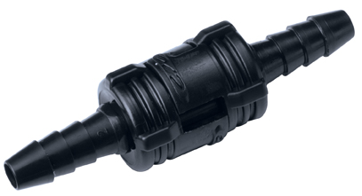 SMC02MBLK: Schwarze Schnellkupplung für 3,2 mm Schlauchanschluss, ohne Absperrventil, mit Buna-N Dichtung.