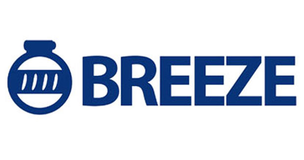 BREEZE Logo: Blaues, stilisiertes Messbecher-Symbol mit Füllstandsanzeige und dem Schriftzug BREEZE in Großbuchstaben. BREEZE Logo: Blaues, stilisiertes Messbecher-Symbol mit Füllstandsanzeige und dem Schriftzug BREEZE in Großbuchstaben.