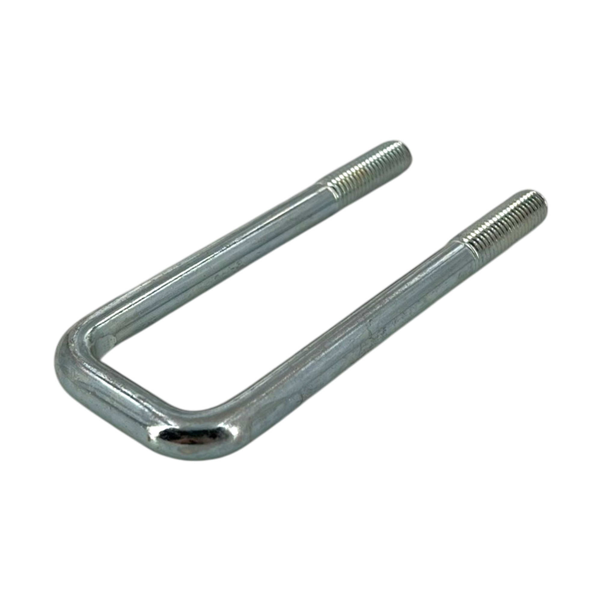 Rechteckbügel, ähnlich Typ 3575, aus verzinktem Stahl, in U-Form mit M10 Gewinde an beiden Enden. Maße: 31 x 110 mm.