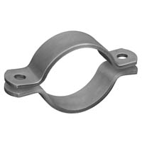 Zweiteilige Rohrschelle - Robuste Metall-Befestigung für Rohre. Zweiteilige Rohrschelle aus Metall, grau, für sichere Rohrbefestigung.