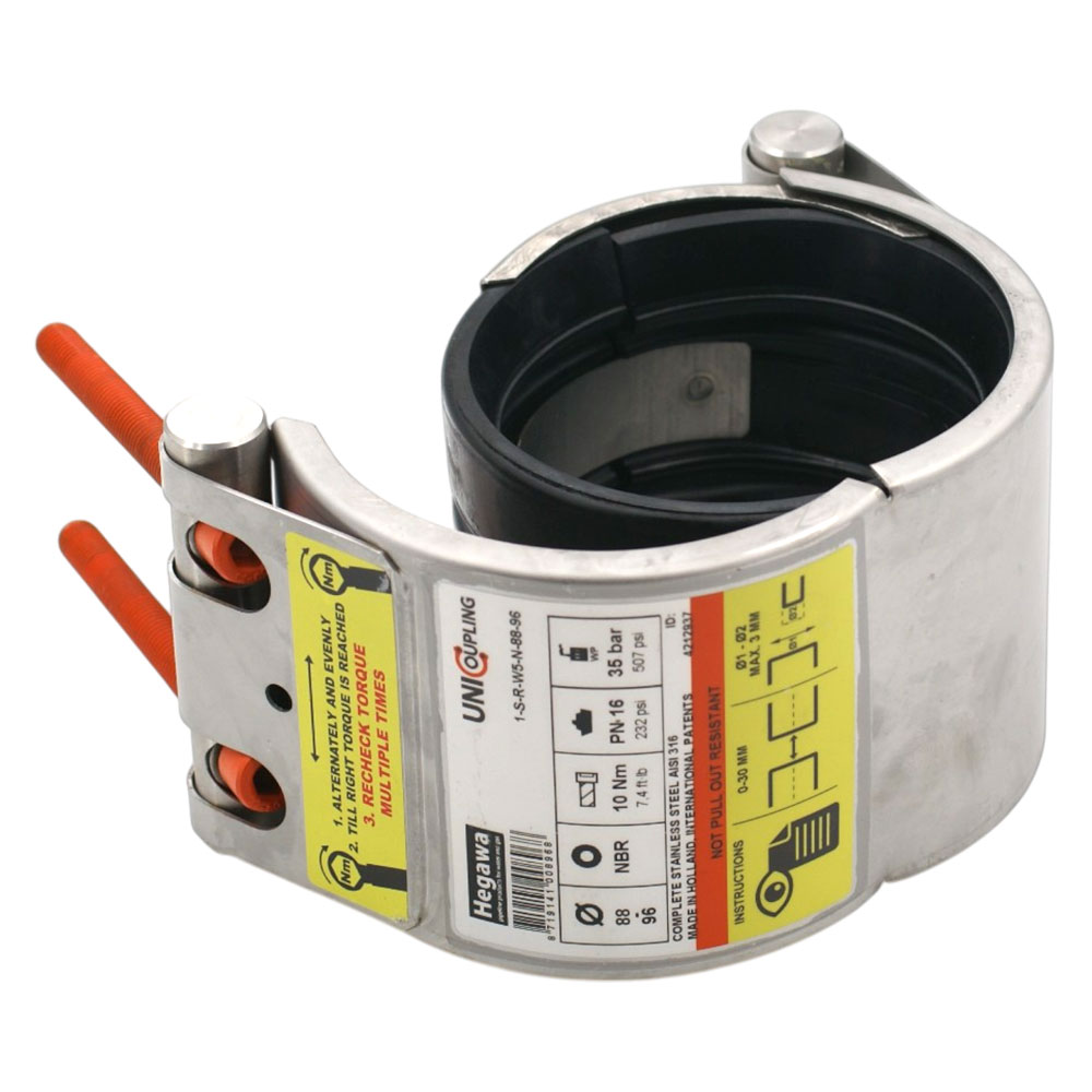 UNI-Coupling Reparatur-Rohrkupplung aus V4A-Edelstahl (nicht zugfest)