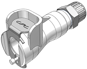 PMCD1304 - Kupplung 6,4 mm AD / 4,3 mm ID Klemmringverschraubung, mit Absperrventil, Buna-N Dichtung