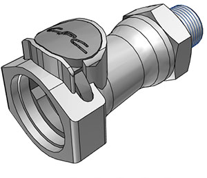 HFCD10612BSPT - Kupplung 3/8" BSPT Außengewinde, mit Absperrventil, EPDM-Dichtung - CAD