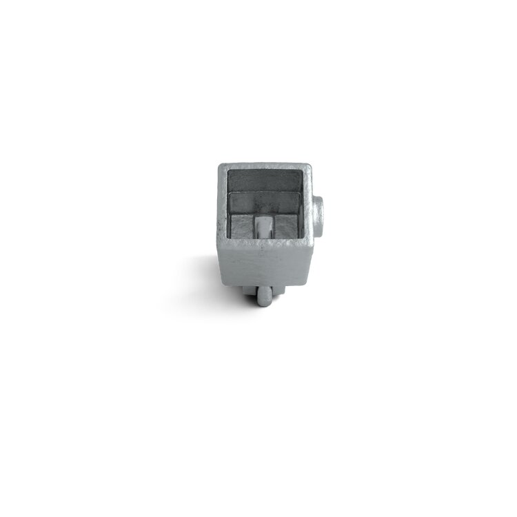Rohrverbinder Gelenkstück, einfach - Typ 44S, grau, aus Metall, in Draufsicht mit quadratischer Öffnung.