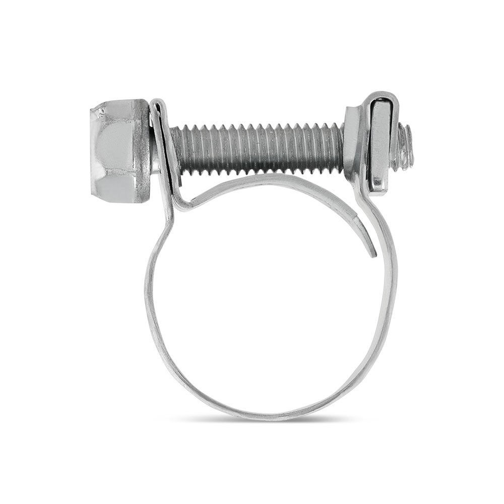 ABA Mini Schlauchschelle – Robuste Befestigung für Schläuche und Rohre. Silberfarbene ABA Mini Schlauchschelle mit Schraubmechanismus zur sicheren Schlauchbefestigung.