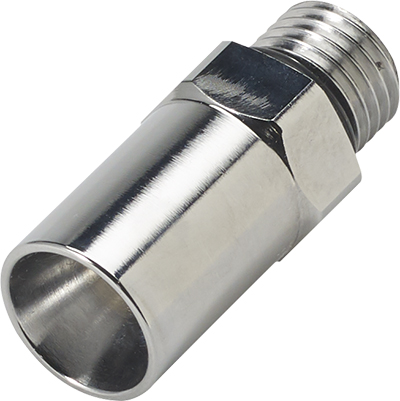 BLQ2D3004 - BLQ2 CPC-Kupplung 1/4 Zoll SAE-4 Außengewinde, mit Absperrventil, EPDM-Dichtung Glänzende, silberne BLQ2D3004 BLQ2 CPC-Kupplung mit einem 1/4 Zoll SAE-4 Außengewinde an einem Ende und einer zylindrischen Öffnung am anderen. Die Kupplung ist mit einem Absperrventil und einer EPDM-Dichtung ausgestattet.