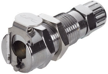 MC1204 Klemmringverschraubung von CPC aus glänzendem, silberfarbenem Metall für Plattenmontage, geeignet für Schläuche mit 6,4 mm Außendurchmesser und 4,3 mm Innendurchmesser, ohne Absperrventil.
