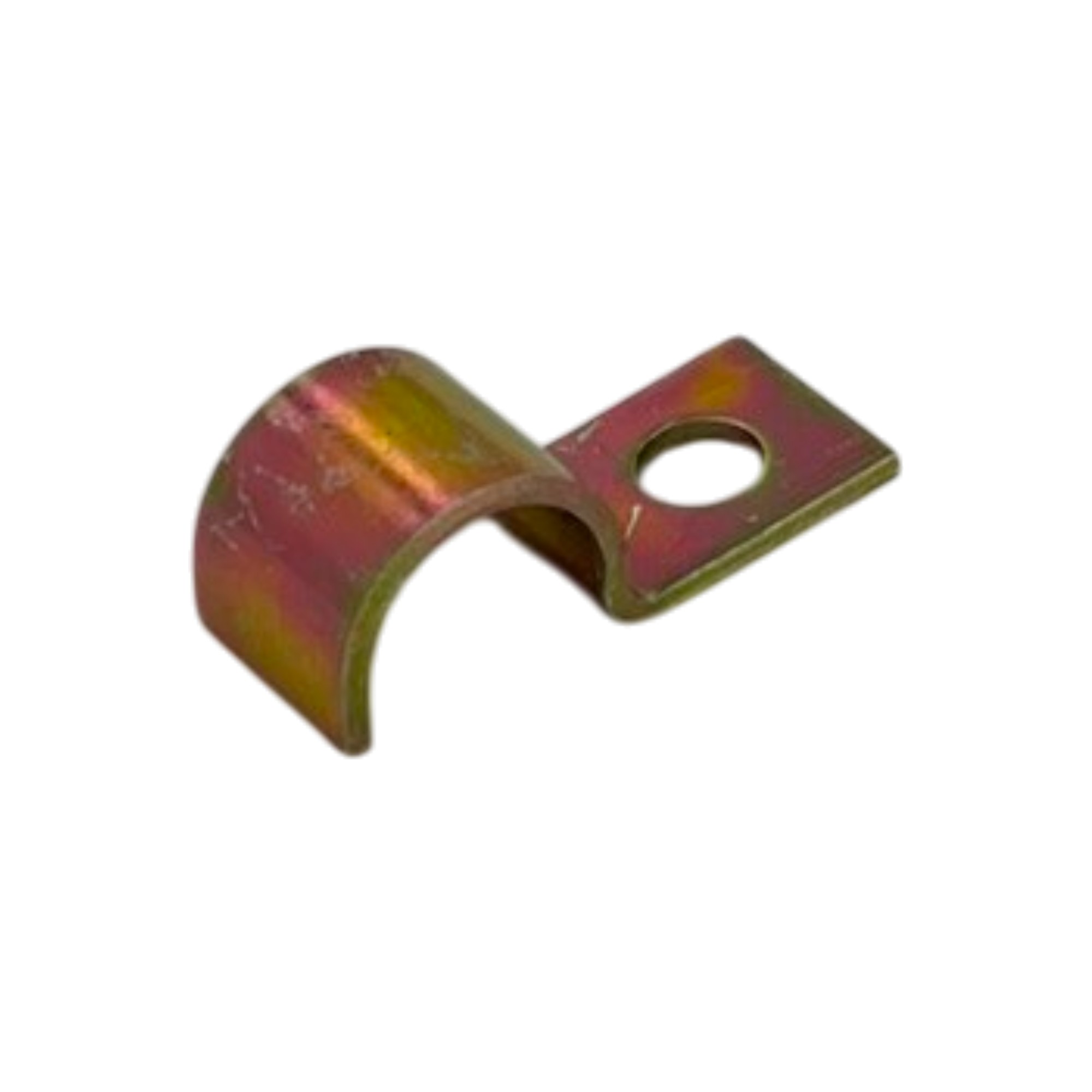 Befestigungsschelle 1x12 DIN 72571 einlaschig, 5,8 mm Loch, Gelb verzinkt