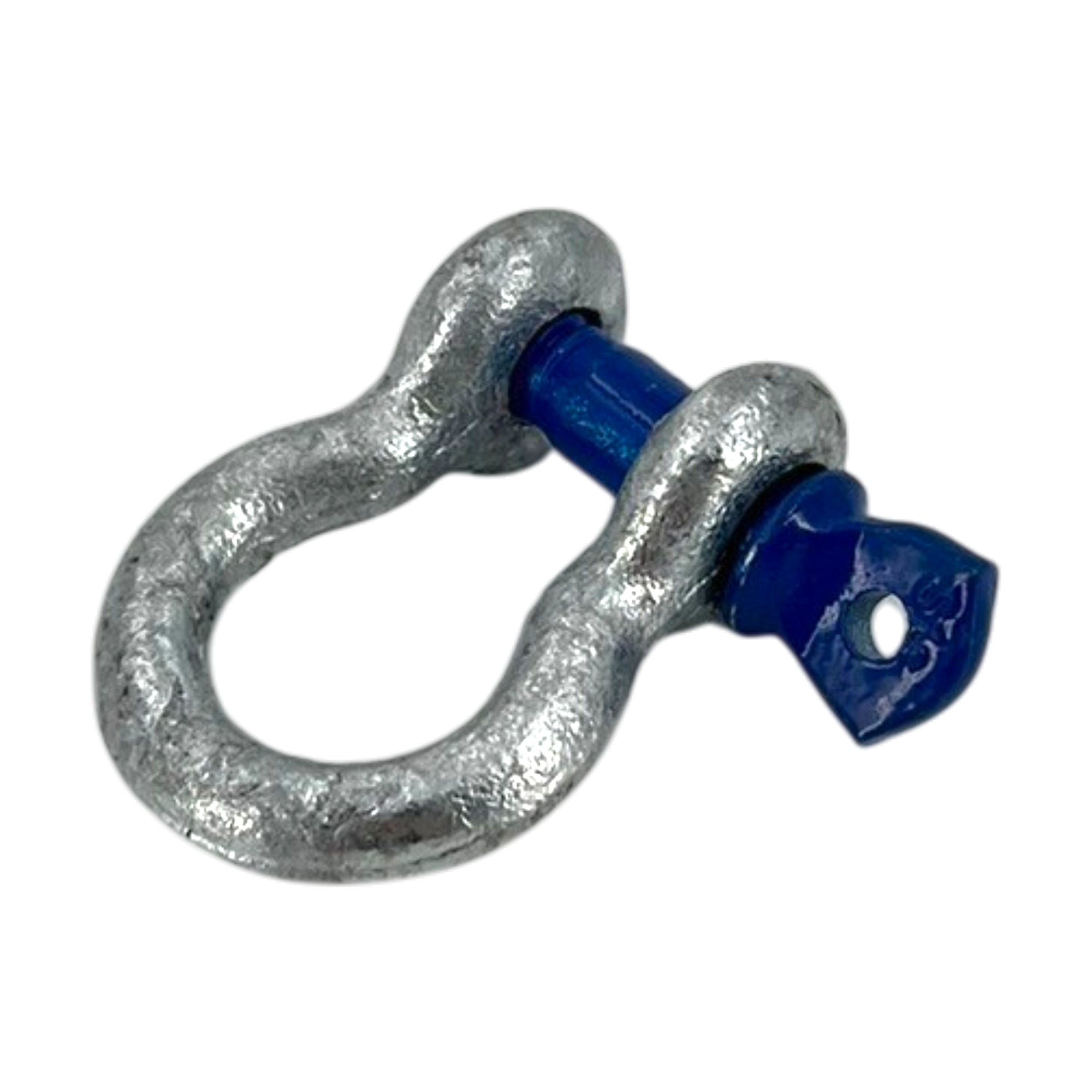 Geschweifter Schäkel 8 mm (5/16"), Form G 209, 0,75t, verzinkt, mit blauem Schraubbolzen