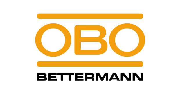 OBO BETTERMANN Firmenlogo Logo der Firma OBO BETTERMANN, bestehend aus orangefarbenem 'OBO' zwischen zwei Linien und schwarzem 'BETTERMANN' darunter.