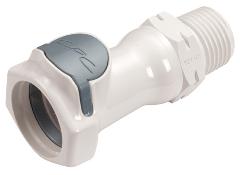 HFCD10835BSPT HFCD10835BSPT - Schnellverschlusskupplung mit 1/2" BSPT Außengewinde, mit Absperrventil, EPDM-Dichtung
