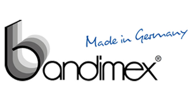 Bandimex Markenlogo, hergestellt in Deutschland Bandimex Logo mit dem Schriftzug "Made in Germany"