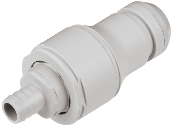 NSHD22008 - CPC Steckverbinder 12,7 mm Schlauchanschluss, mit Absperrventil, EPDM-Dichtung. NSHD22008 - CPC Steckverbinder, grauer 12,7 mm Schlauchanschluss mit Absperrventil und EPDM-Dichtung.