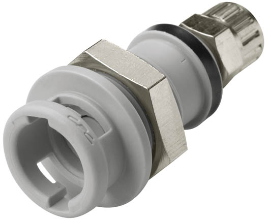 NS2D120412 NS2D120412 - Non-Spill CPC Kupplung mit 6,4 mm AD und 4,3 mm ID Klemmringverschraubung zur Plattenmontage, mit Absperrventil, EPDM-Dichtung