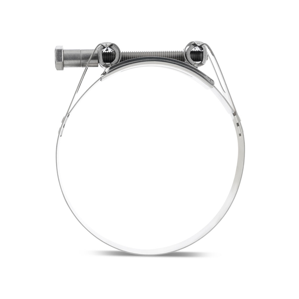 NORMA GBS Gelenkbolzenschelle, 30mm breit, aus widerstandsfähigem Metall für sichere und hochbelastbare Schlauchverbindungen. 30mm breite Gelenkbolzenschelle NORMA GBS aus robustem Metall, mit sichtbarem Schraubverschluss, vor weißem Hintergrund.
