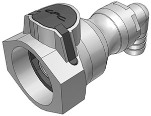 95100 - Winkelkupplung mit 12,7 mm Schlauchanschluss (1/2"), mit Absperrventil, FDA EPDM O-Ring (UDC) – NSF 95100 - Winkelkupplung mit 12,7 mm Schlauchanschluss (1/2"), mit Absperrventil, FDA EPDM O-Ring (UDC) – NSF