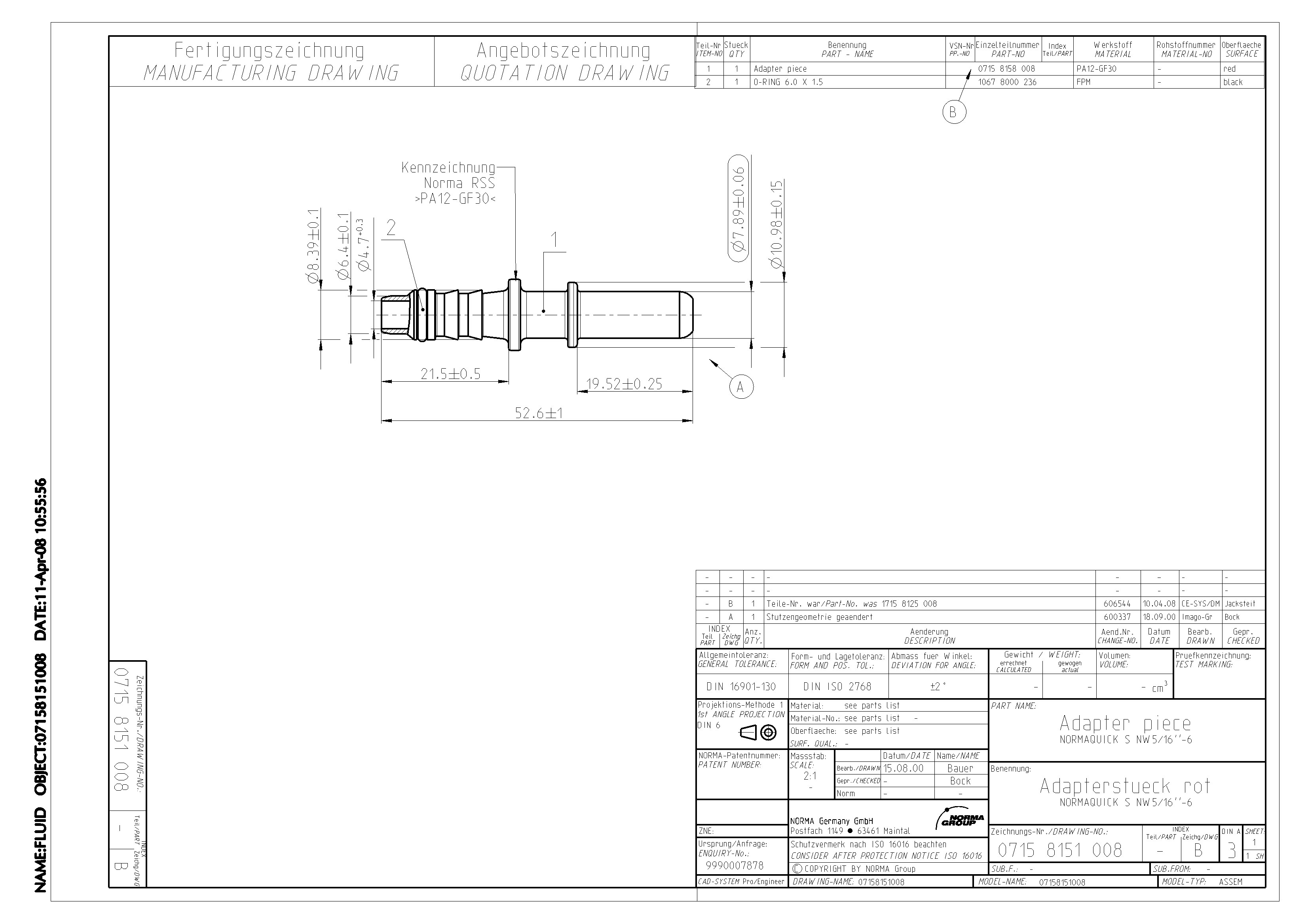 NQ-S Adapterstück NW 5/16", mit 6 mm Schlauchanschluss