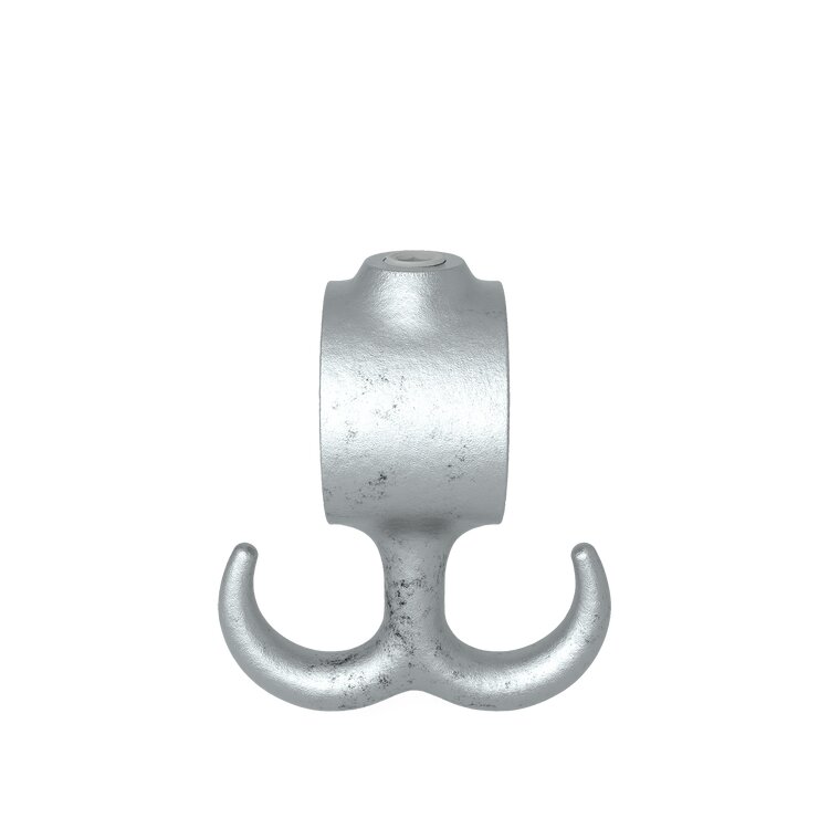Rohrverbinder Stellring mit Doppelhaken Typ 67 aus silberfarbenem Metall.