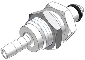 PMCD4202 - CPC Kupplung Stecker 3,2 mm Schlauchanschluss, Plattenmontage, mit Absperrventil, Buna-N Dichtung
