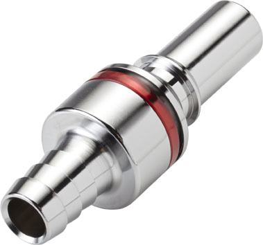 LQ4D22006RED - Schlauchtülle 9,5 mm Schlauchanschluss, mit Absperrventil, EPDM-Dichtung, Rot