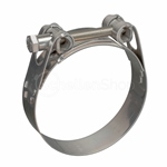 Edelstahl Gelenkbolzenschelle Schlauchschelle Hochwertige Gelenkbolzenschelle aus silberfarbenem Edelstahl für die sichere Befestigung von Schläuchen und Rohren.